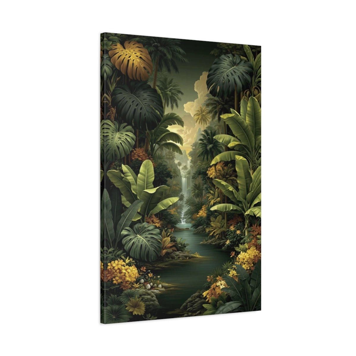 Tableau Tropical Jungle Feuilles Géantes - toile 3D avec bords imprimes visibles