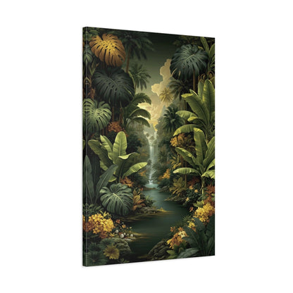 Tableau Tropical Jungle Feuilles Géantes - toile 3D avec bords imprimes visibles