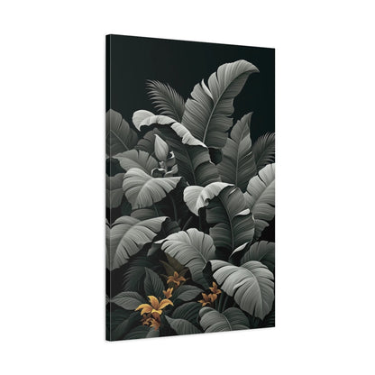 Tableau Tropical Palmes Monochrome - toile 3D avec bords imprimes visibles
