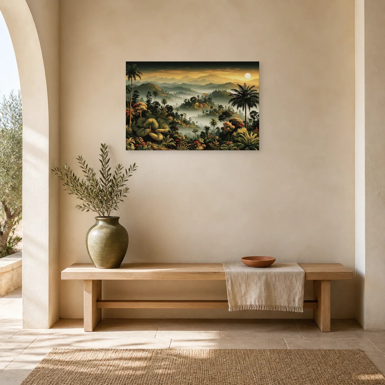 Tableau Tropical Paysage Brume dans une entree ou un couloir decore