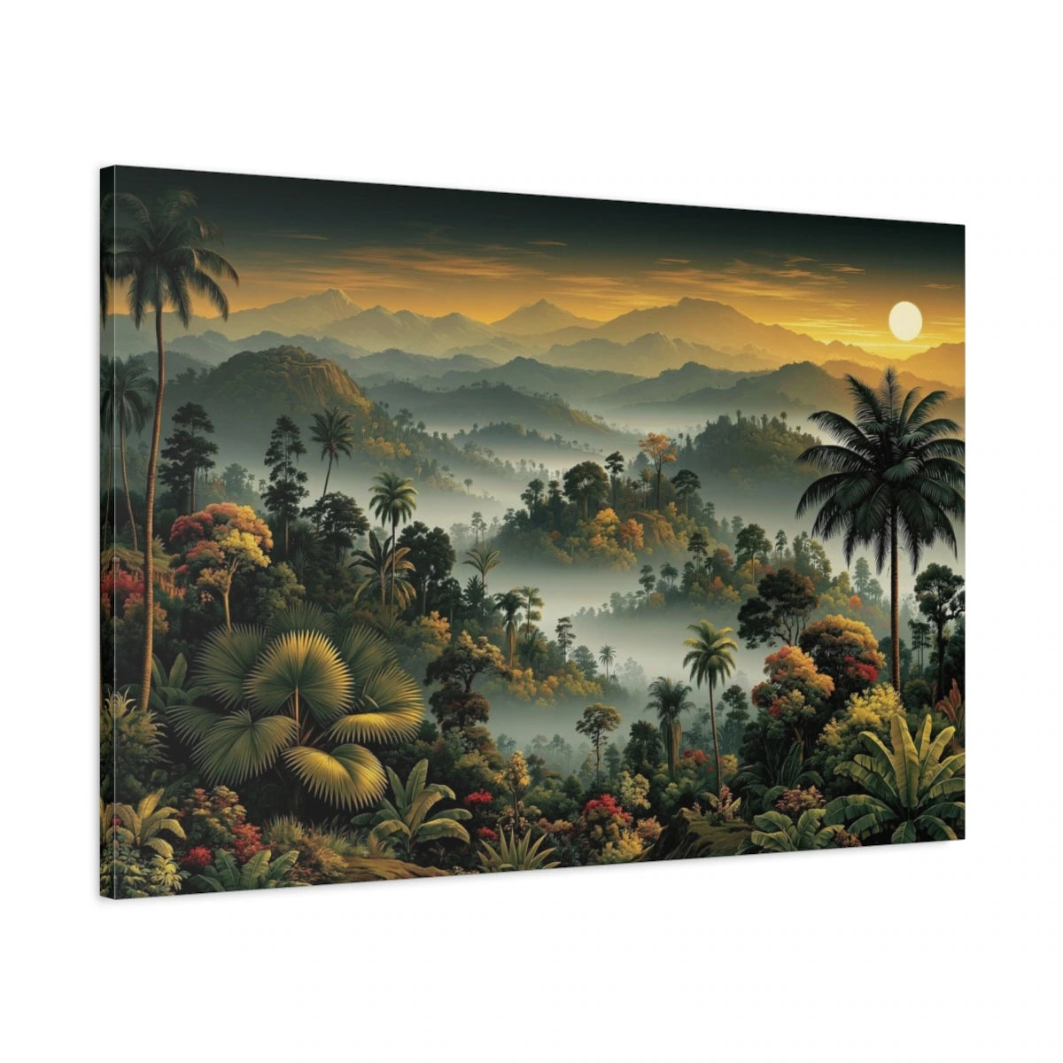 Tableau Tropical Paysage Brume - toile 3D avec bords imprimes visibles