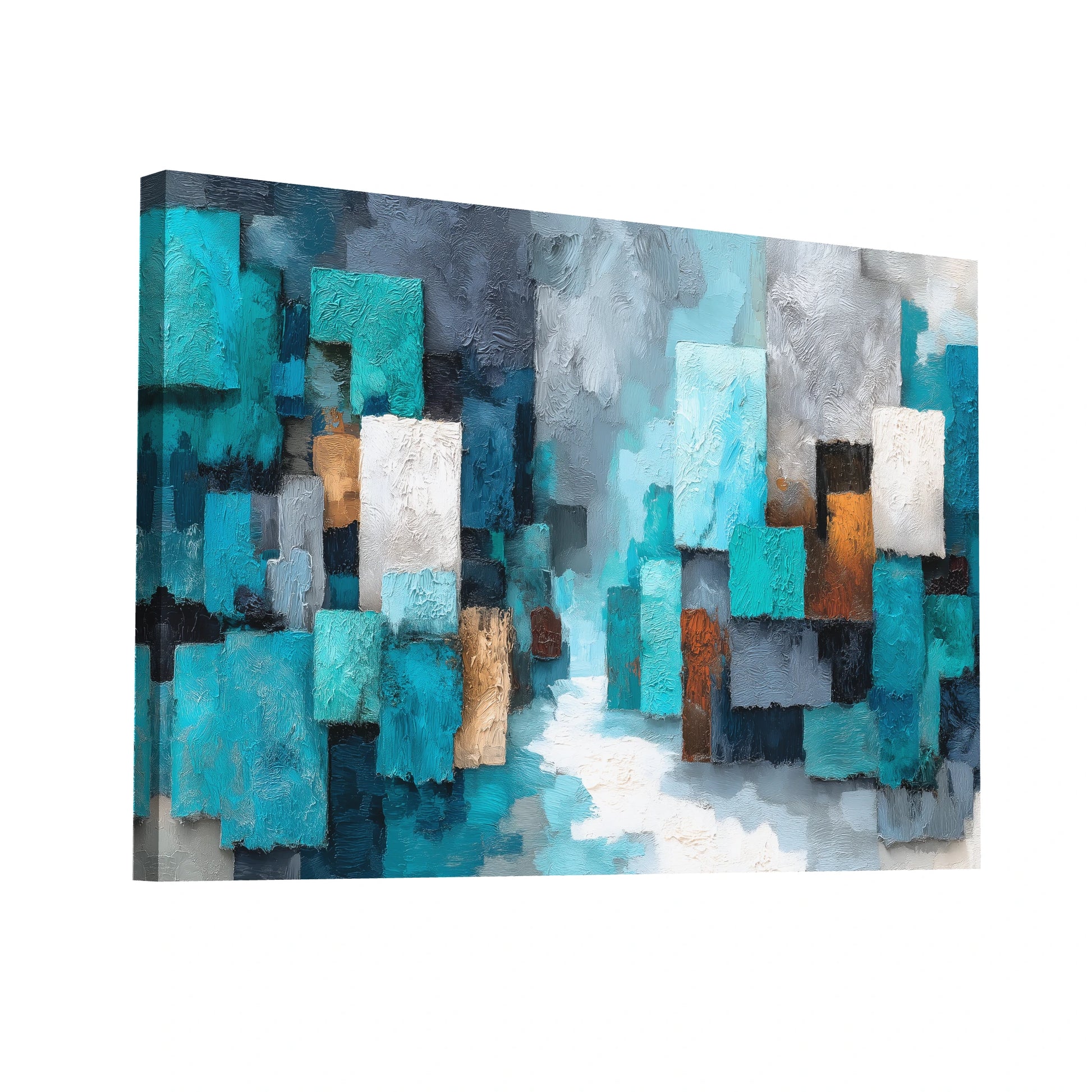 Product Hero 3D WebP Tableau Turquoise Abstrait – Champs de Couleurs - Art Virtuoso
