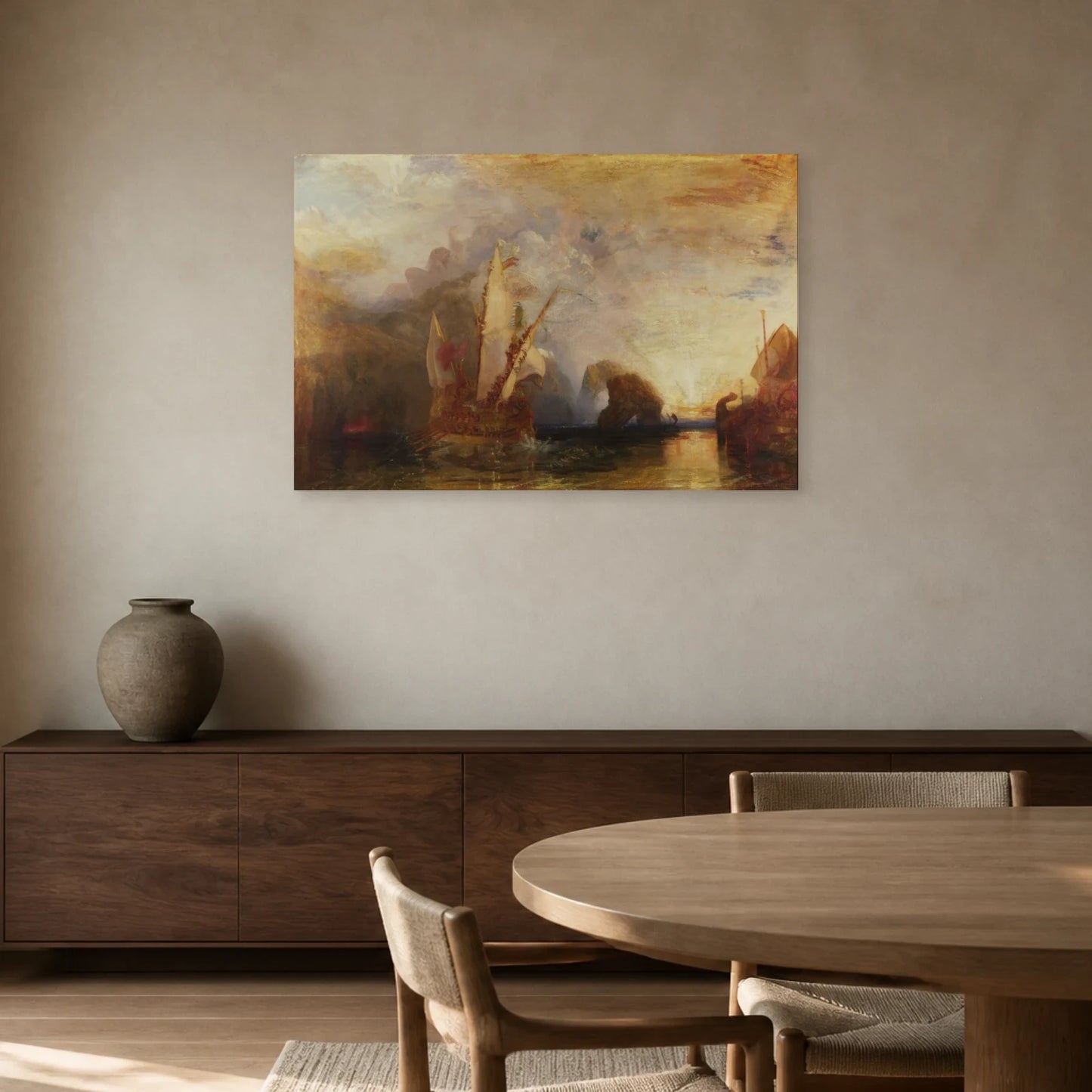 Tableau Ulysse narguant Polyphème – William Turner dans une salle à manger - Art Virtuoso