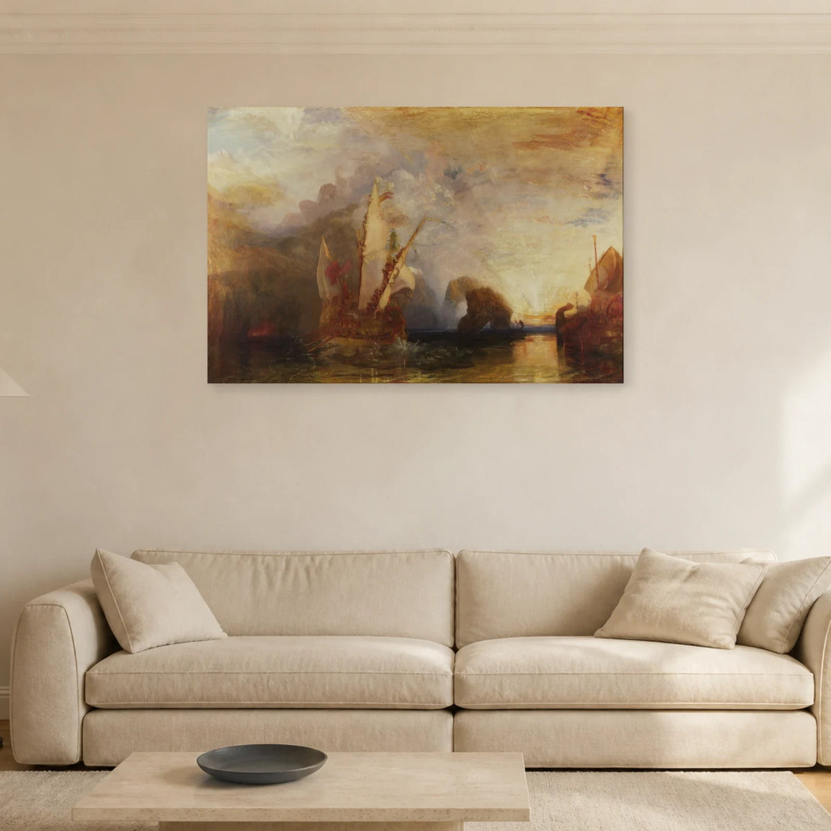 Tableau Ulysse narguant Polyphème – William Turner dans un salon - Art Virtuoso