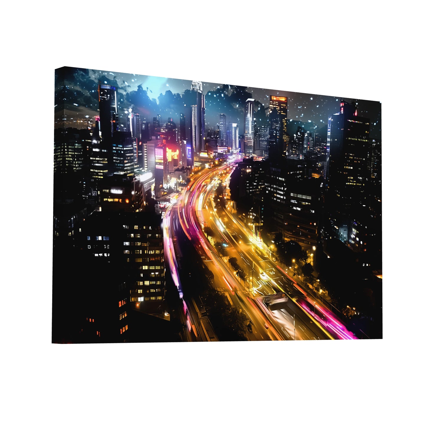 Product Hero 3D WebP Tableau Urbain Pop Art - Flux Lumineux - Art Virtuoso