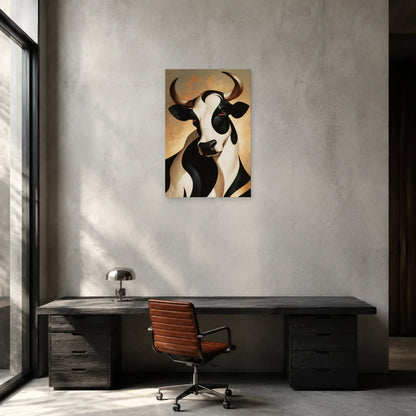 Tableau Vache Art Déco présenté dans un bureau - Art Virtuoso