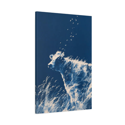 Tableau Vache Cyanotype, vue latérale de la toile avec bords imprimés - Art Virtuoso