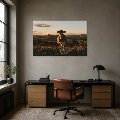 Tableau Vache Limousine présenté dans un bureau - Art Virtuoso