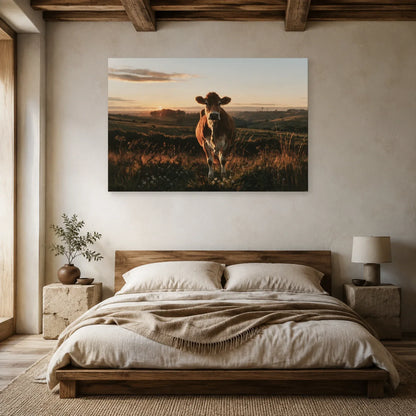Tableau Vache Limousine présenté dans une chambre - Art Virtuoso