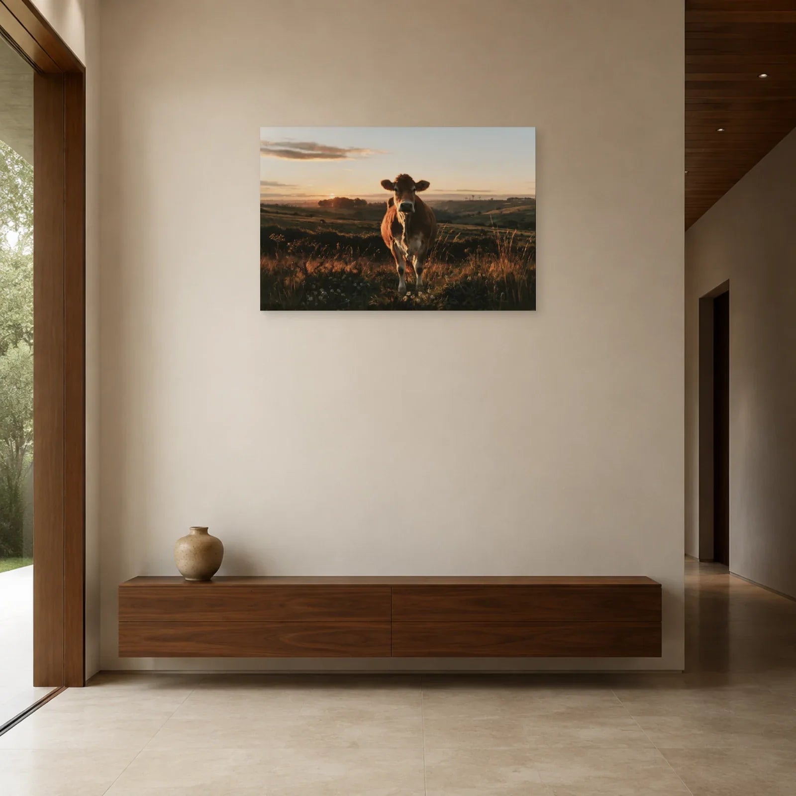 Tableau Vache Limousine présenté dans une entrée - Art Virtuoso