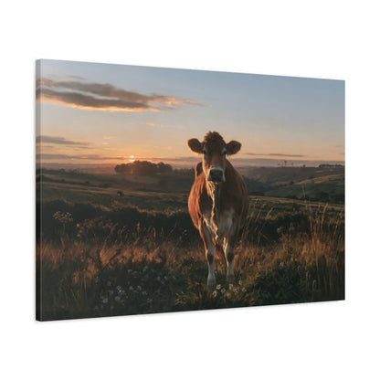 Tableau Vache Limousine, vue latérale de la toile avec bords imprimés - Art Virtuoso