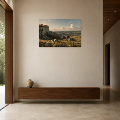 Tableau Vache Montbéliarde présenté dans une entrée - Art Virtuoso