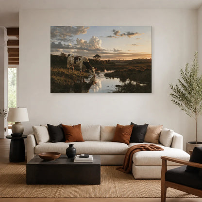 Tableau Vache Normande dans le Bocage présenté dans un salon - Art Virtuoso