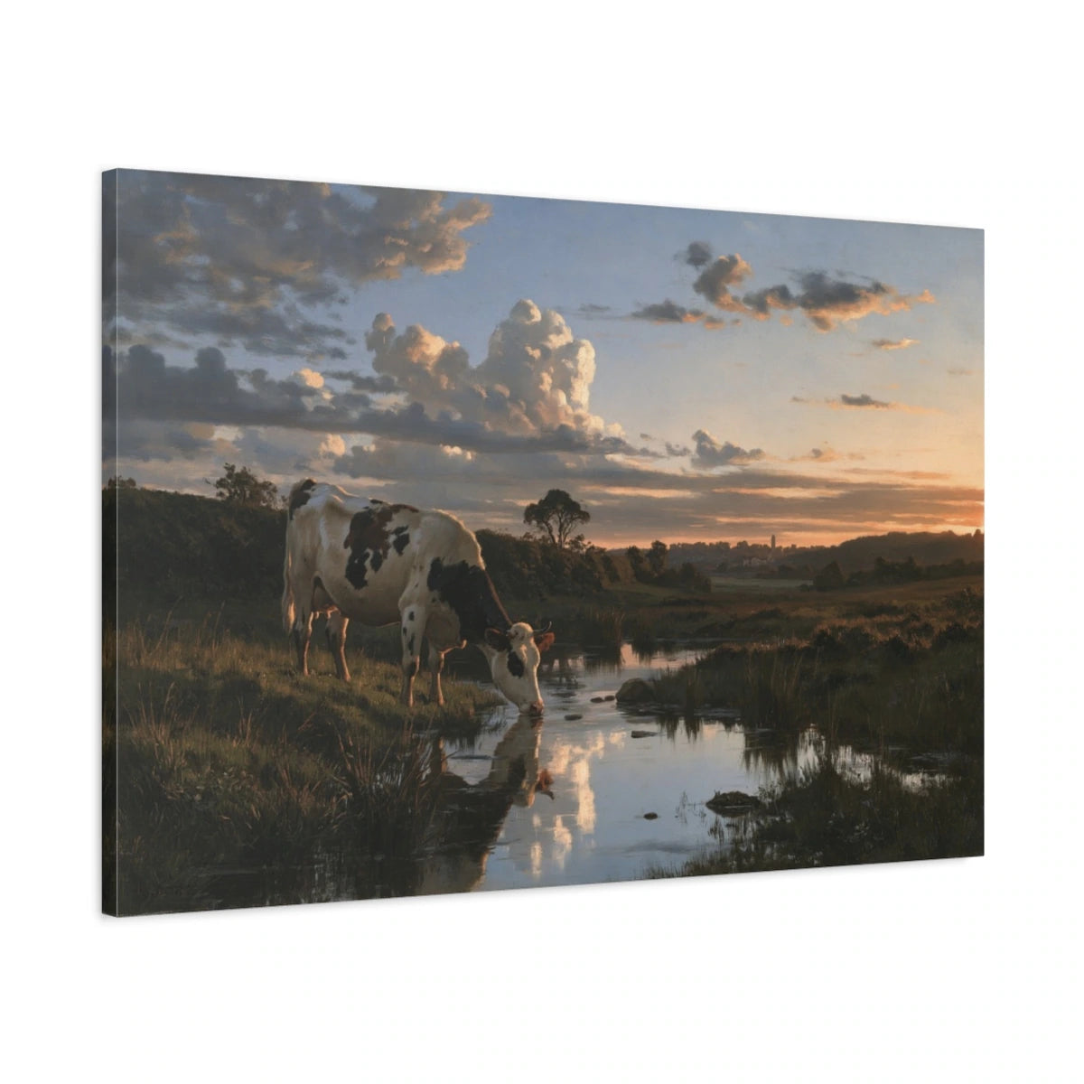 Tableau Vache Normande dans le Bocage, vue latérale de la toile avec bords imprimés - Art Virtuoso