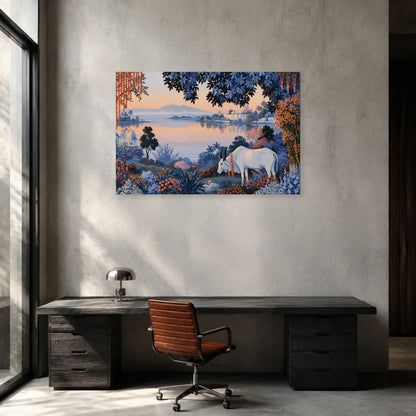 Tableau Vache Sacrée en Inde présenté dans un bureau - Art Virtuoso