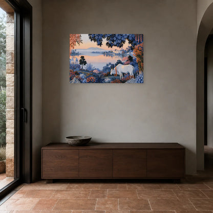 Tableau Vache Sacrée en Inde présenté dans une entrée - Art Virtuoso
