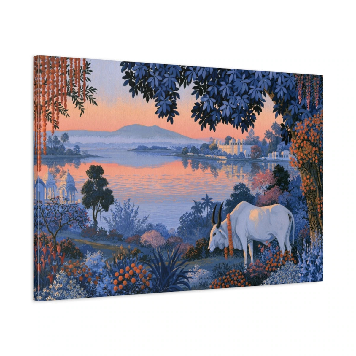 Tableau Vache Sacrée en Inde, vue latérale de la toile avec bords imprimés - Art Virtuoso