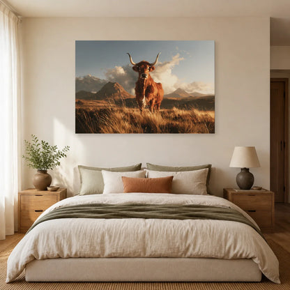 Tableau Vache Salers présenté dans une chambre - Art Virtuoso