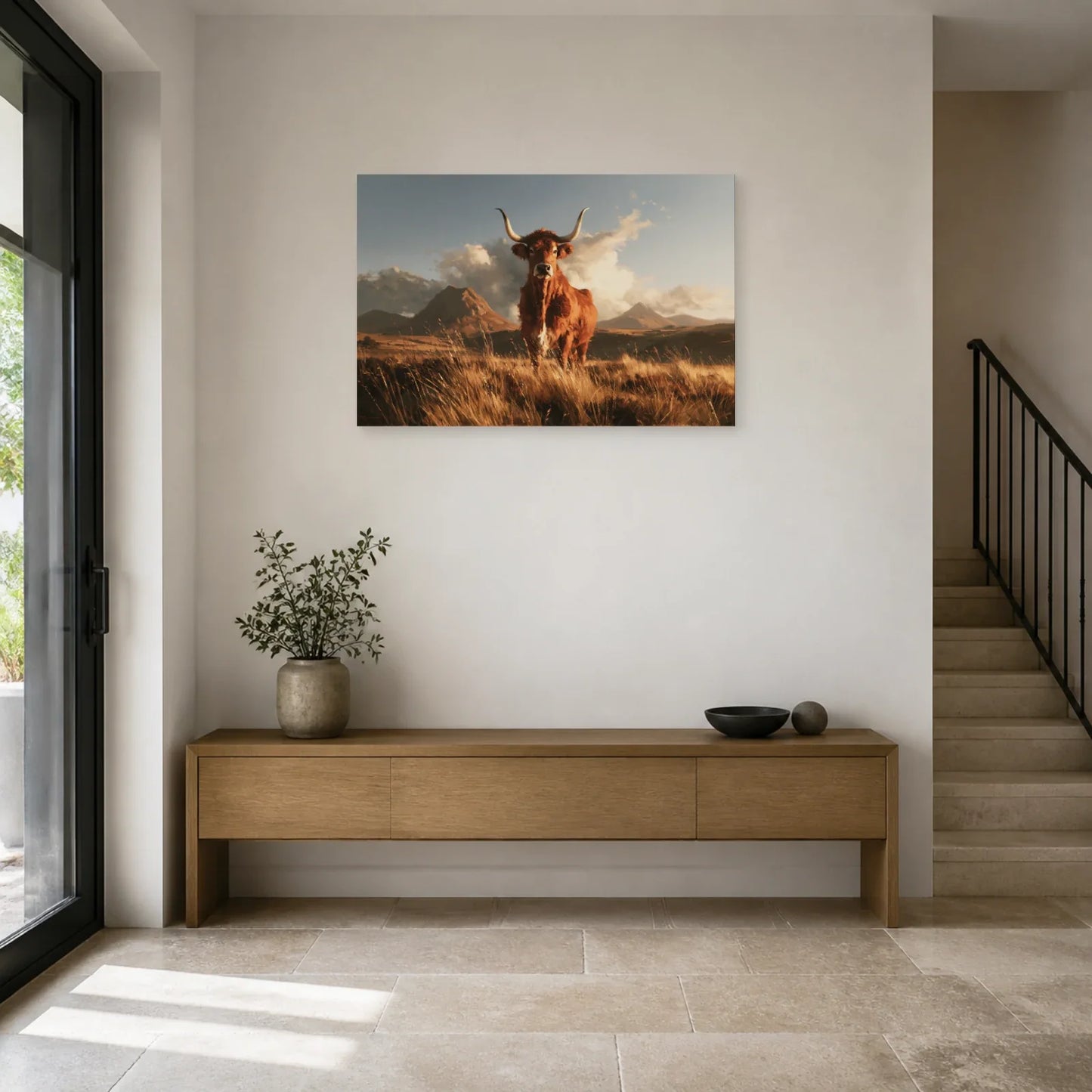 Tableau Vache Salers présenté dans une entrée - Art Virtuoso