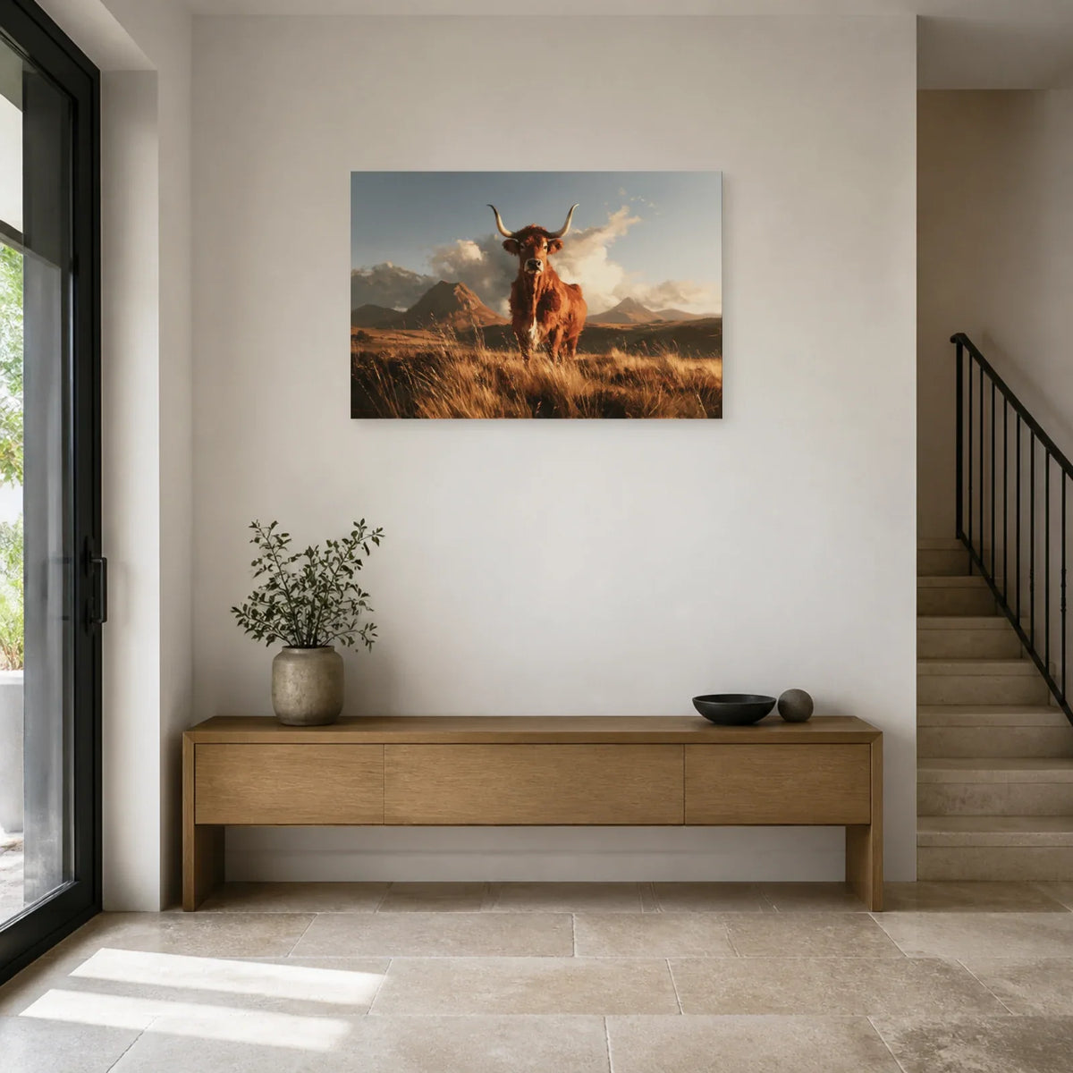 Tableau Vache Salers présenté dans une entrée - Art Virtuoso