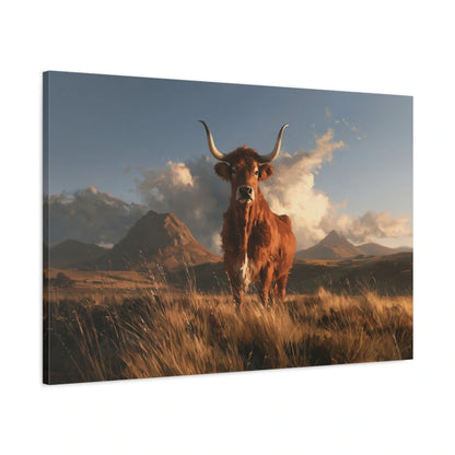 Tableau Vache Salers, vue latérale de la toile avec bords imprimés - Art Virtuoso