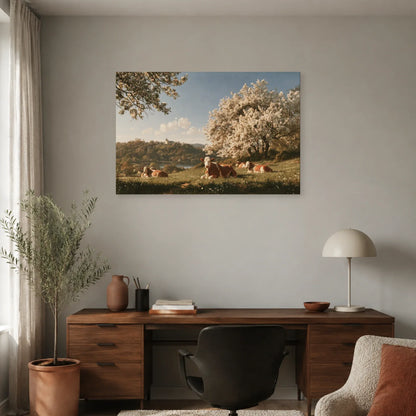 Tableau Vaches Normandes sous les Pommiers présenté dans un bureau - Art Virtuoso
