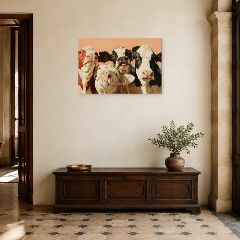 Tableau Vaches Rigolotes Photomaton sur toile