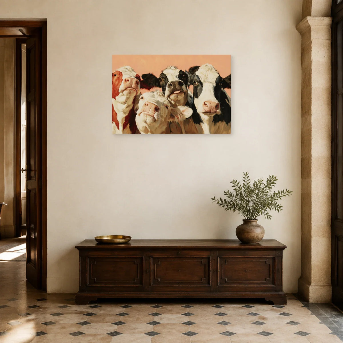 Tableau Vaches Rigolotes Photomaton présenté dans une entrée - Art Virtuoso