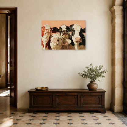 Tableau Vaches Rigolotes Photomaton présenté dans une entrée - Art Virtuoso