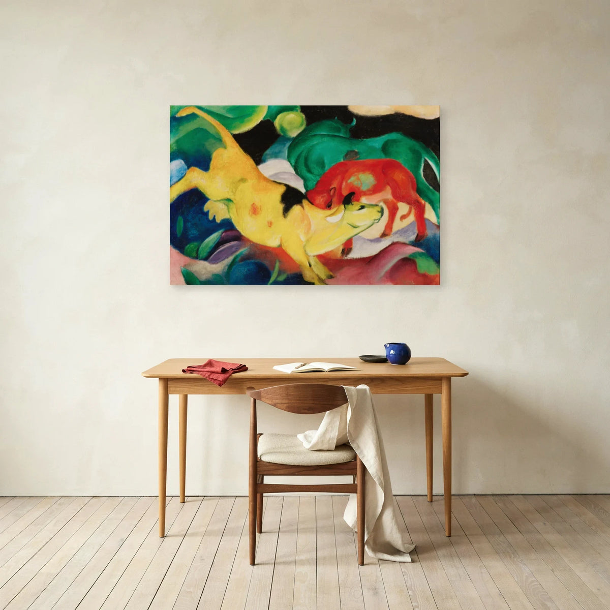 Tableau Vaches rouges, vertes et jaunes – Franz Marc dans un bureau - Art Virtuoso