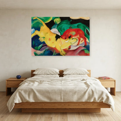 Tableau Vaches rouges, vertes et jaunes – Franz Marc dans une chambre - Art Virtuoso