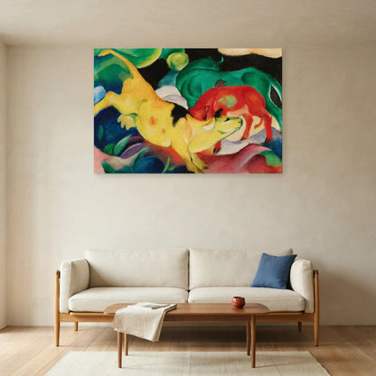 Tableau Vaches rouges, vertes et jaunes – Franz Marc dans un salon - Art Virtuoso