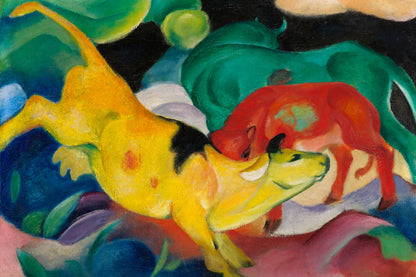Vaches rouges vertes et jaunes de Franz Marc – toile format S