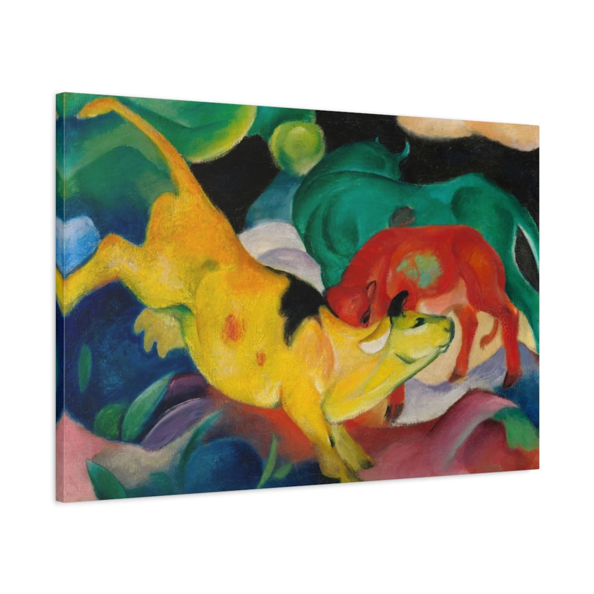Tableau Vaches rouges, vertes et jaunes – Franz Marc - toile 3D avec bords imprimés - Art Virtuoso