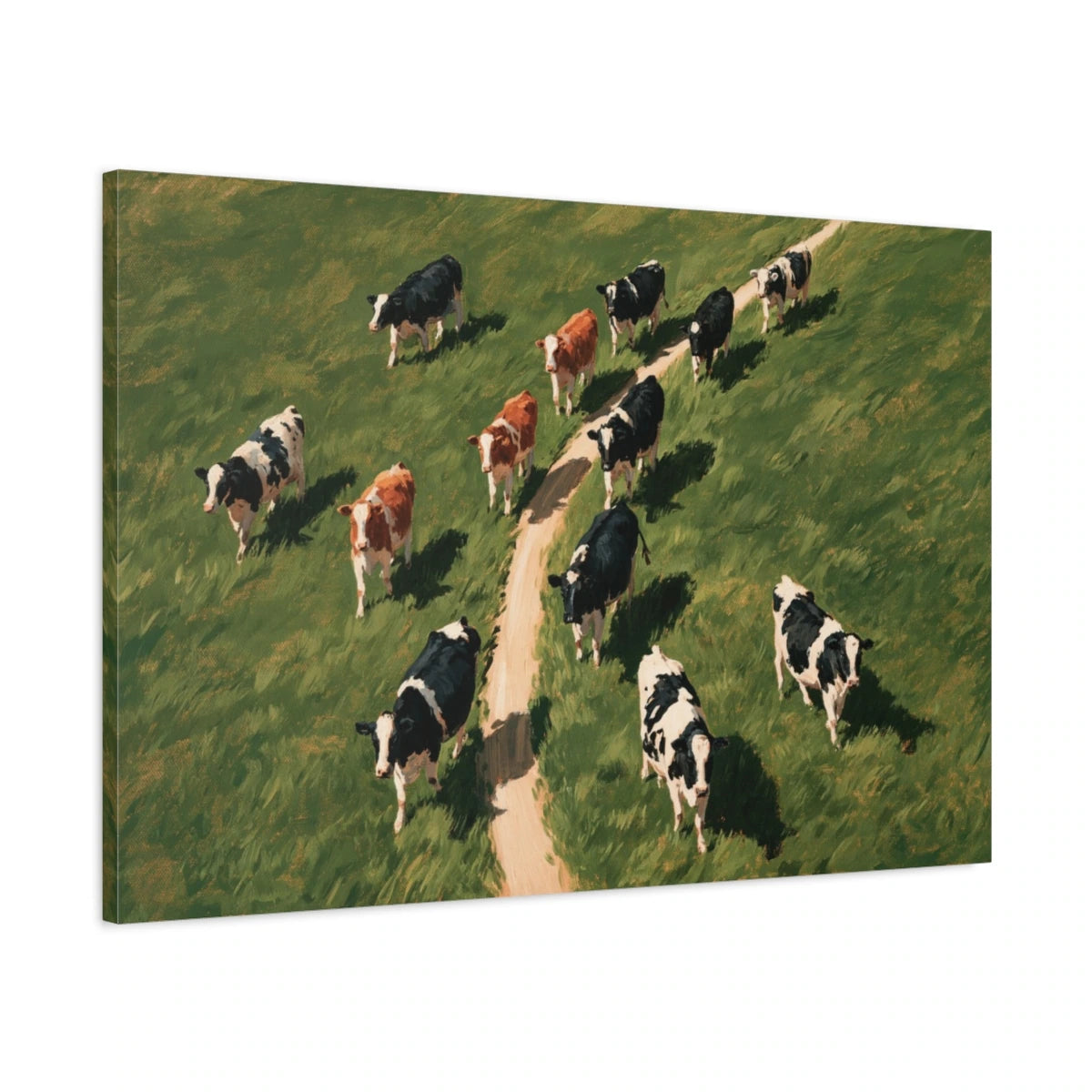 Tableau Vaches vues du Ciel, vue latérale de la toile avec bords imprimés - Art Virtuoso