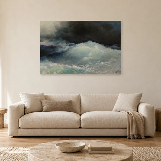 Tableau Vagues en haute mer d’Ivan Aïvazovski dans un salon - Art Virtuoso