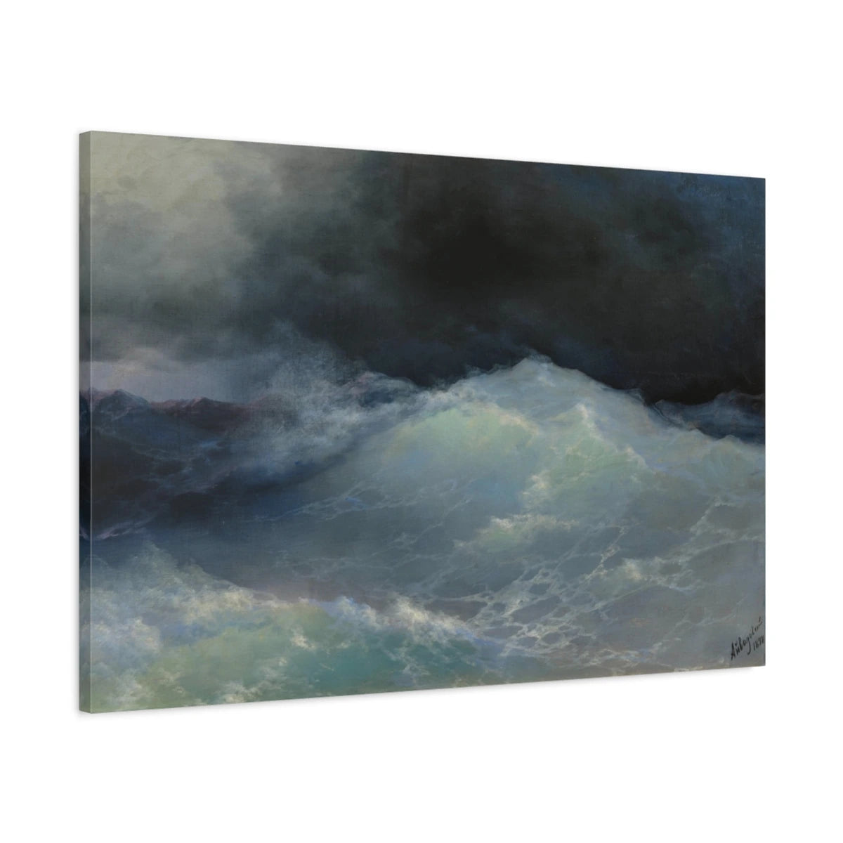 Tableau Vagues en haute mer d’Ivan Aïvazovski — vue latérale de la toile