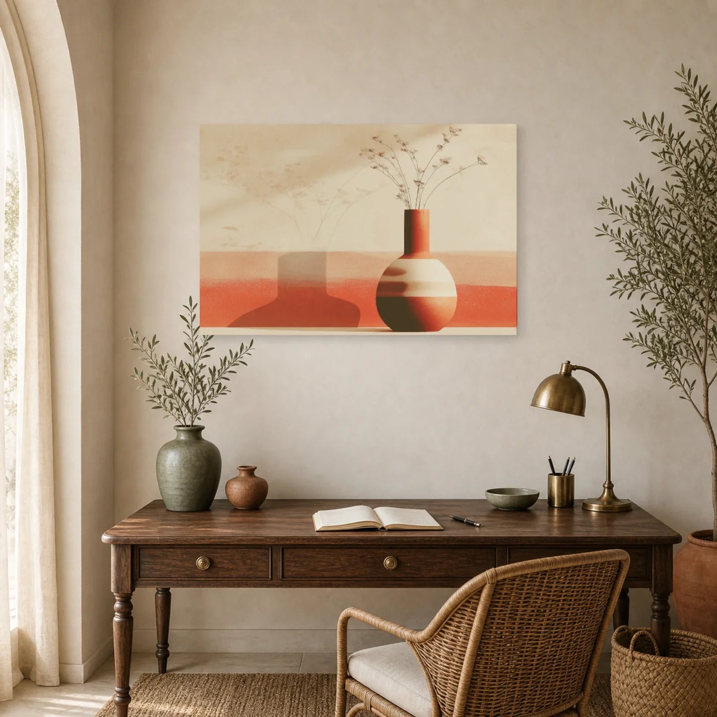 Tableau Vase Ceramique Sculptural Terracotta dans un bureau - Art Virtuoso