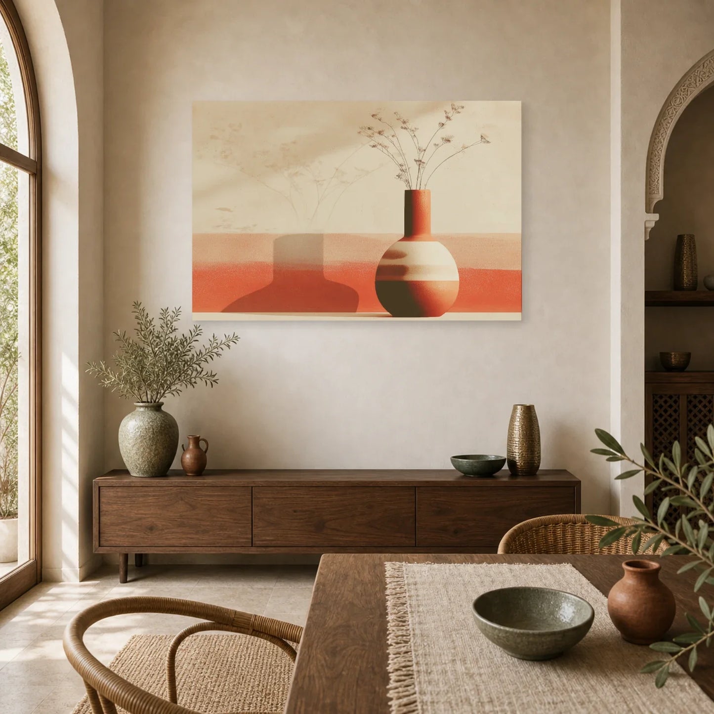 Tableau Vase Ceramique Sculptural Terracotta dans une cuisine - Art Virtuoso