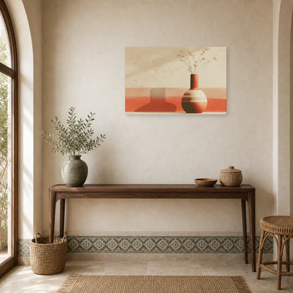 Tableau Vase Ceramique Sculptural Terracotta dans une entree ou un couloir - Art Virtuoso