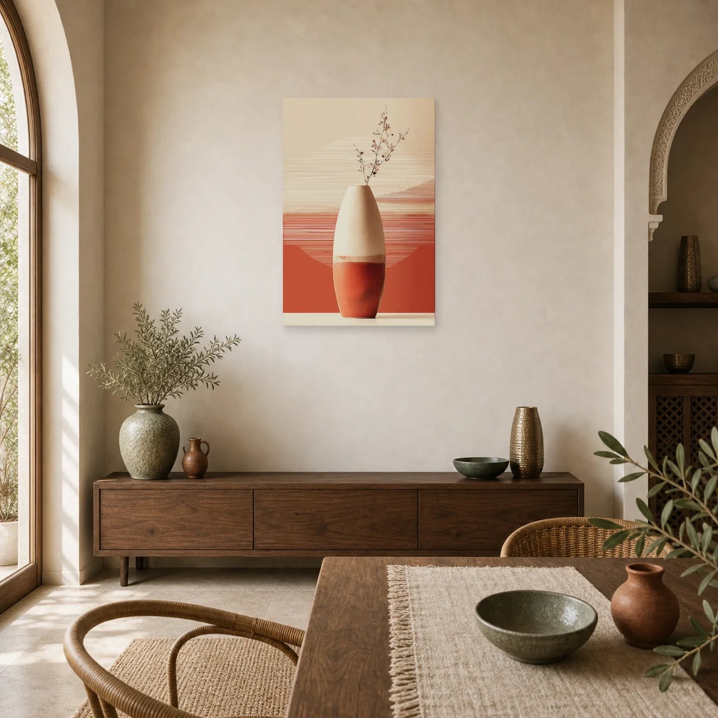 Tableau Vase Ceramique Tall Terracotta dans une cuisine - Art Virtuoso