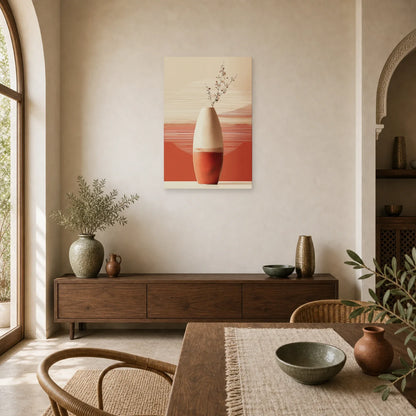Tableau Vase Ceramique Tall Terracotta dans une cuisine - Art Virtuoso