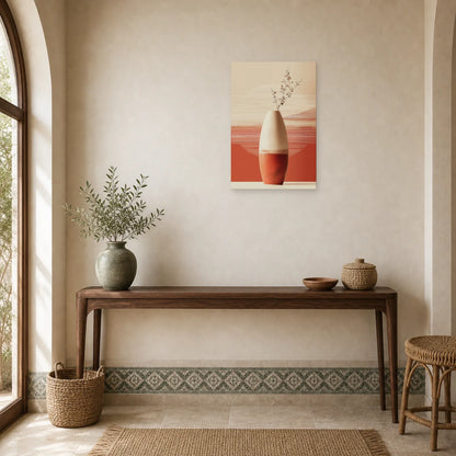 Tableau Vase Ceramique Tall Terracotta dans une entree ou un couloir - Art Virtuoso