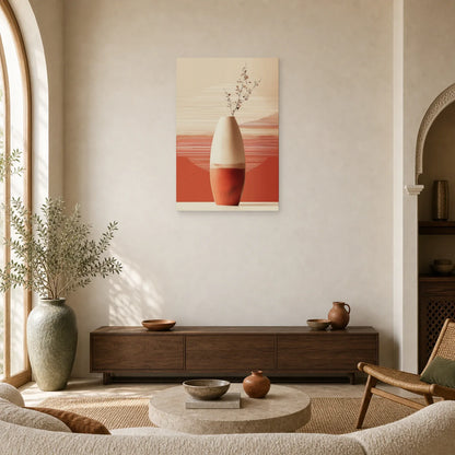 Tableau Vase Ceramique Tall Terracotta dans un salon - Art Virtuoso