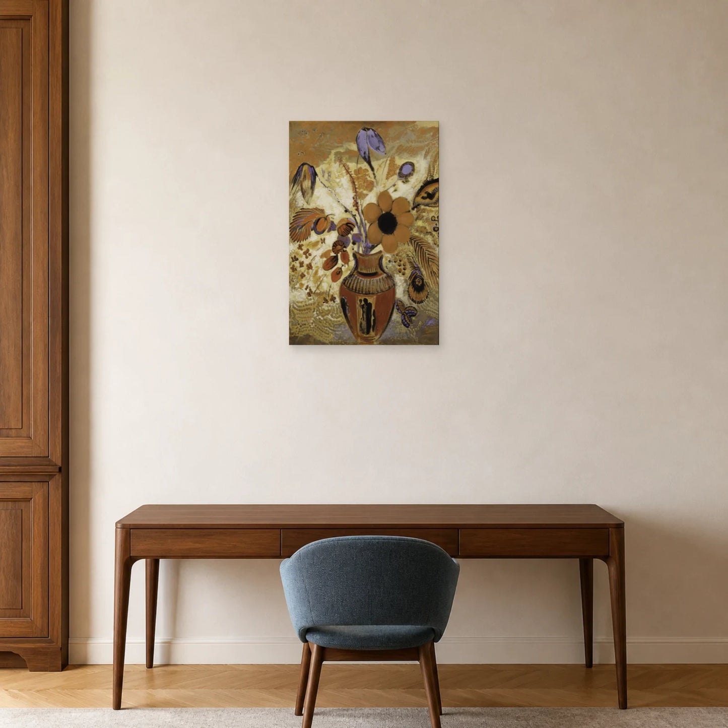 Tableau Vase étrusque avec fleurs – Odilon Redon dans un bureau - Art Virtuoso