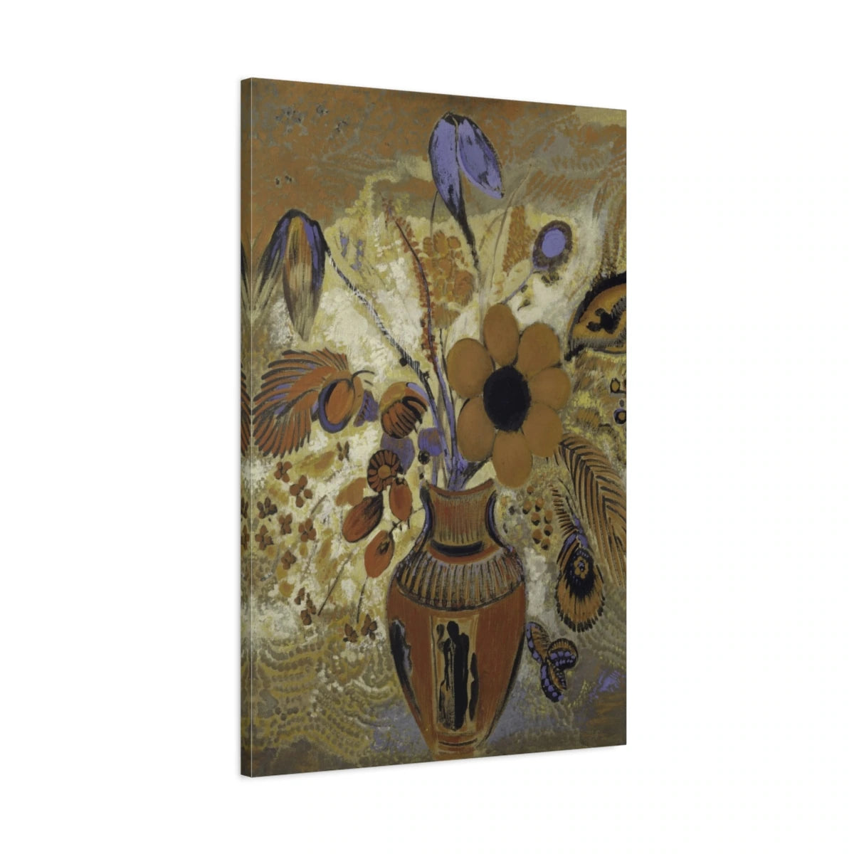Tableau Vase étrusque avec fleurs – Odilon Redon - toile 3D avec bords imprimés - Art Virtuoso
