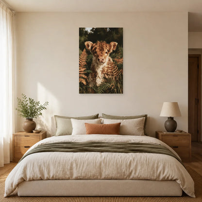 Tableau Veau Highland présenté dans une chambre - Art Virtuoso