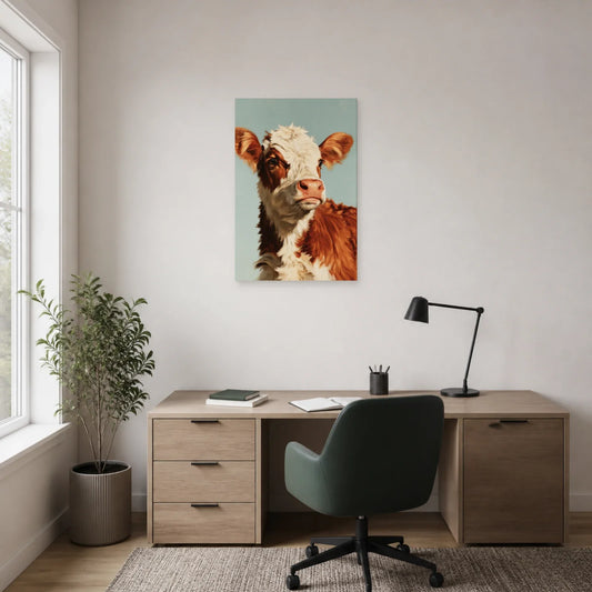 Tableau Portrait de Veau présenté dans un bureau - Art Virtuoso