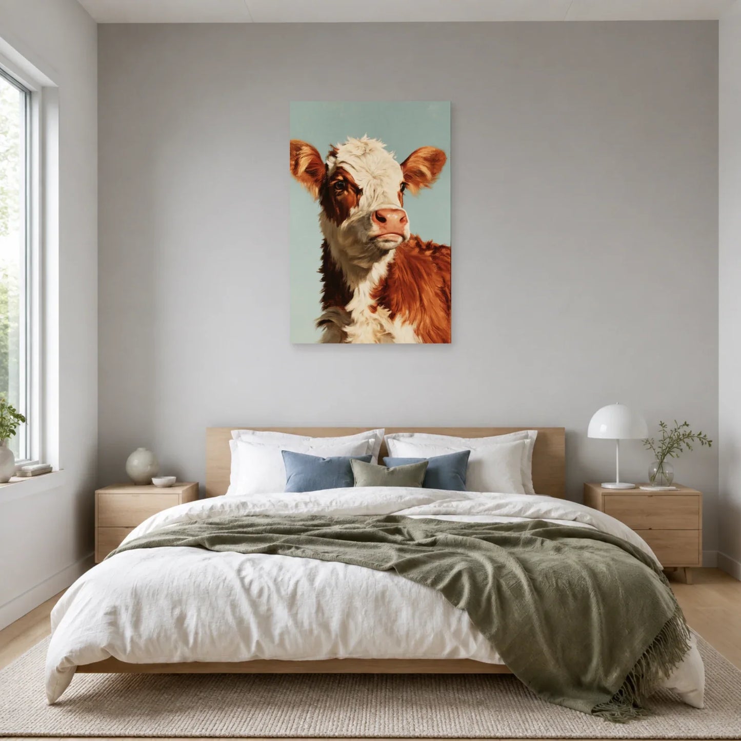 Tableau Portrait de Veau présenté dans une chambre - Art Virtuoso