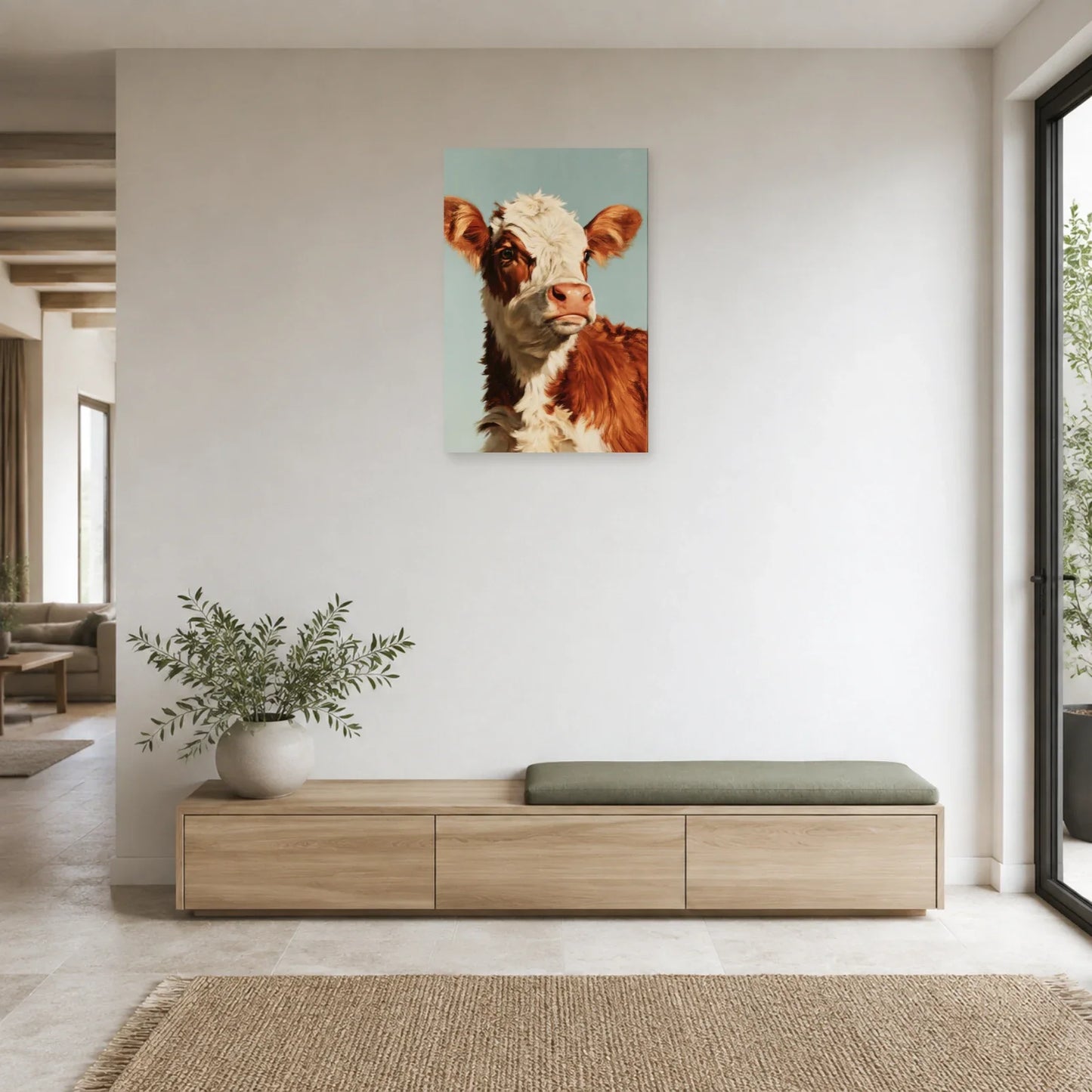 Tableau Portrait de Veau présenté dans une entrée - Art Virtuoso
